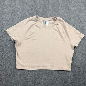 H&M Divided Basic Tan‎ Raglan Short Sleeve Crop Top Large